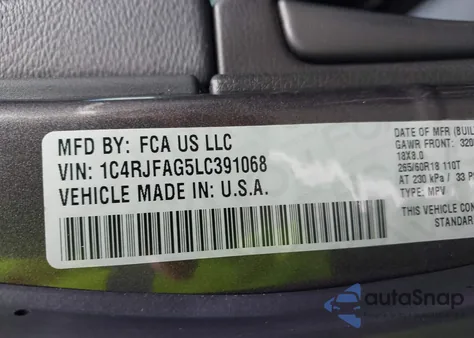 2020 Jeep Grand Cherokee Laredo E 4X4 from USA, damaged, VIN 1C4RJFAG5LC391068